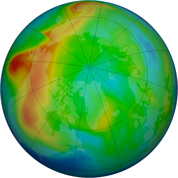 Arctic ozone map for 31 December 2007
